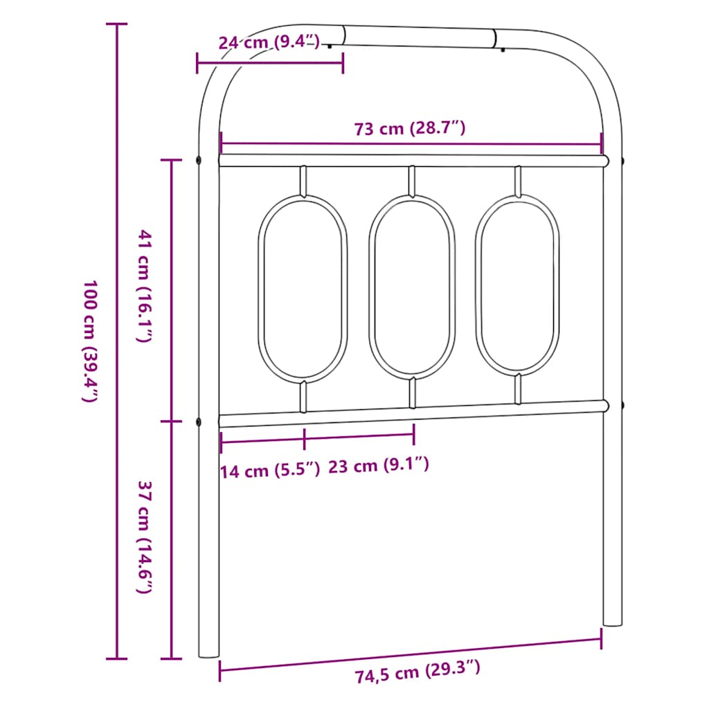 vidaXL Metalowe wymienne wezgłowie, białe, 75 cm