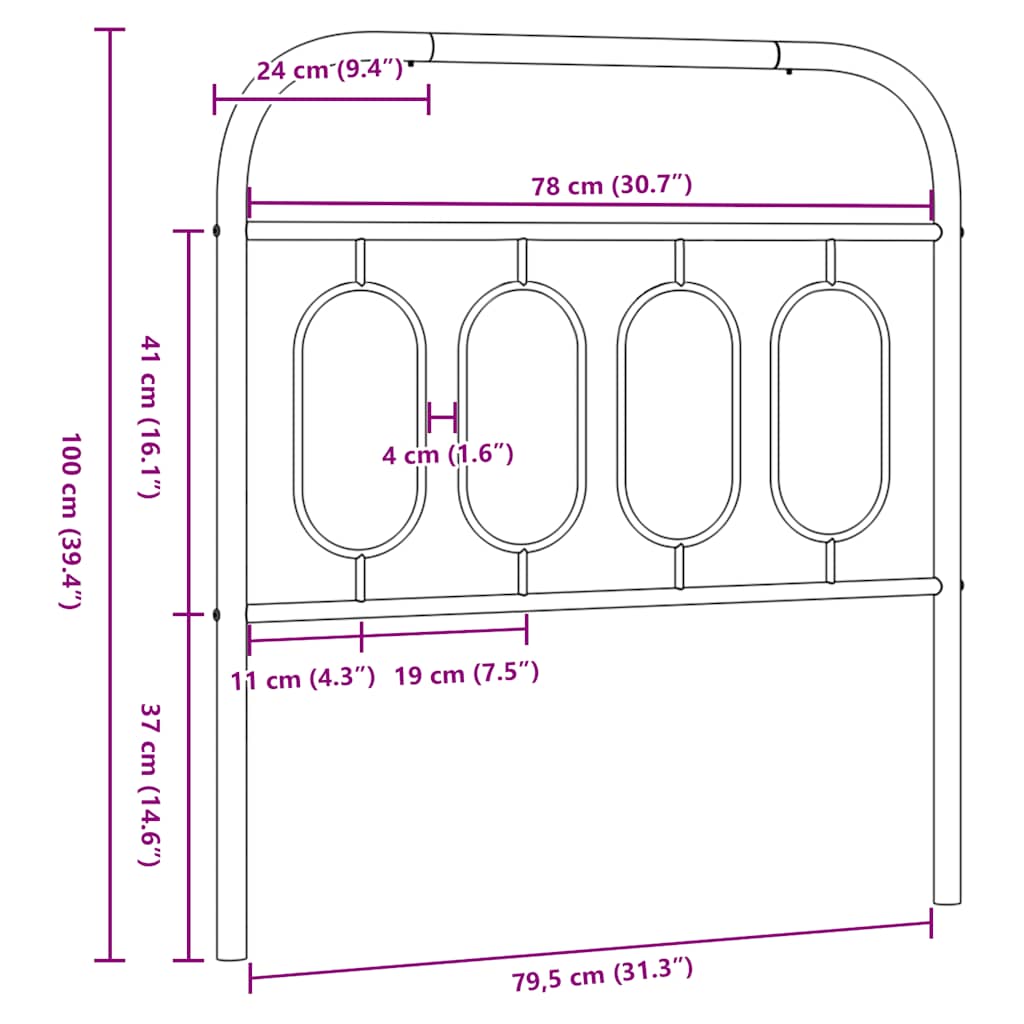 vidaXL Metalowe wymienne wezgłowie, białe, 80 cm