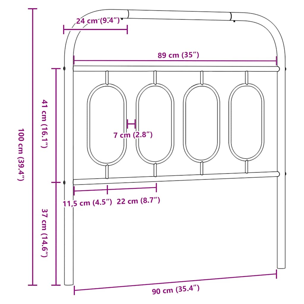 vidaXL Metalowe wymienne wezgłowie, białe, 90 cm