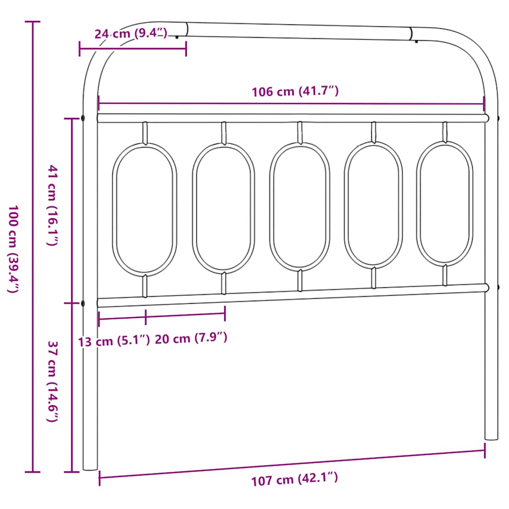 vidaXL Metalowe wymienne wezgłowie, białe, 107 cm