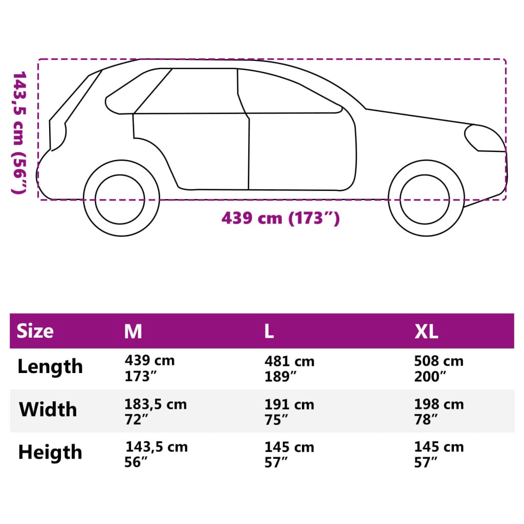 vidaXL Pokrowiec na samochód typu SUV, pełny, szary, M, włóknina
