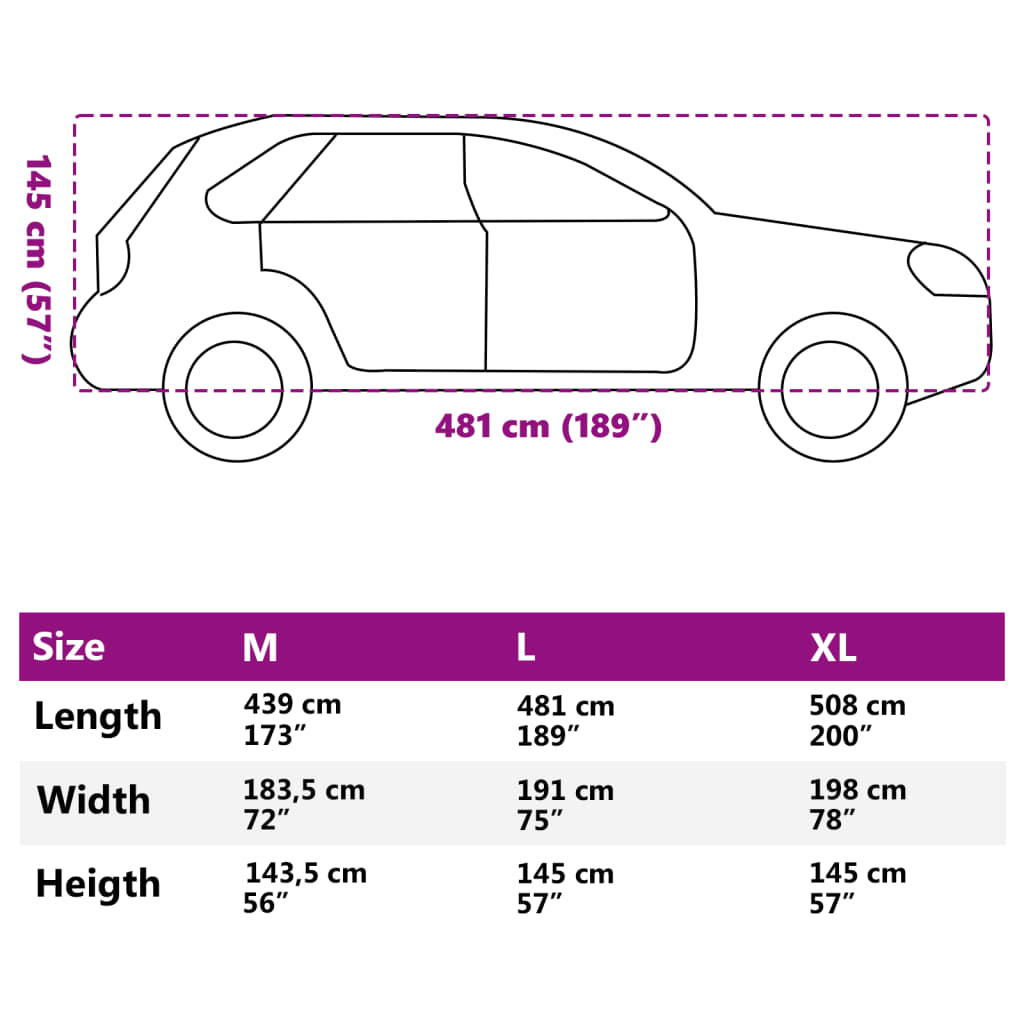 vidaXL Pokrowiec na samochód typu SUV, pełny, szary, L, włóknina