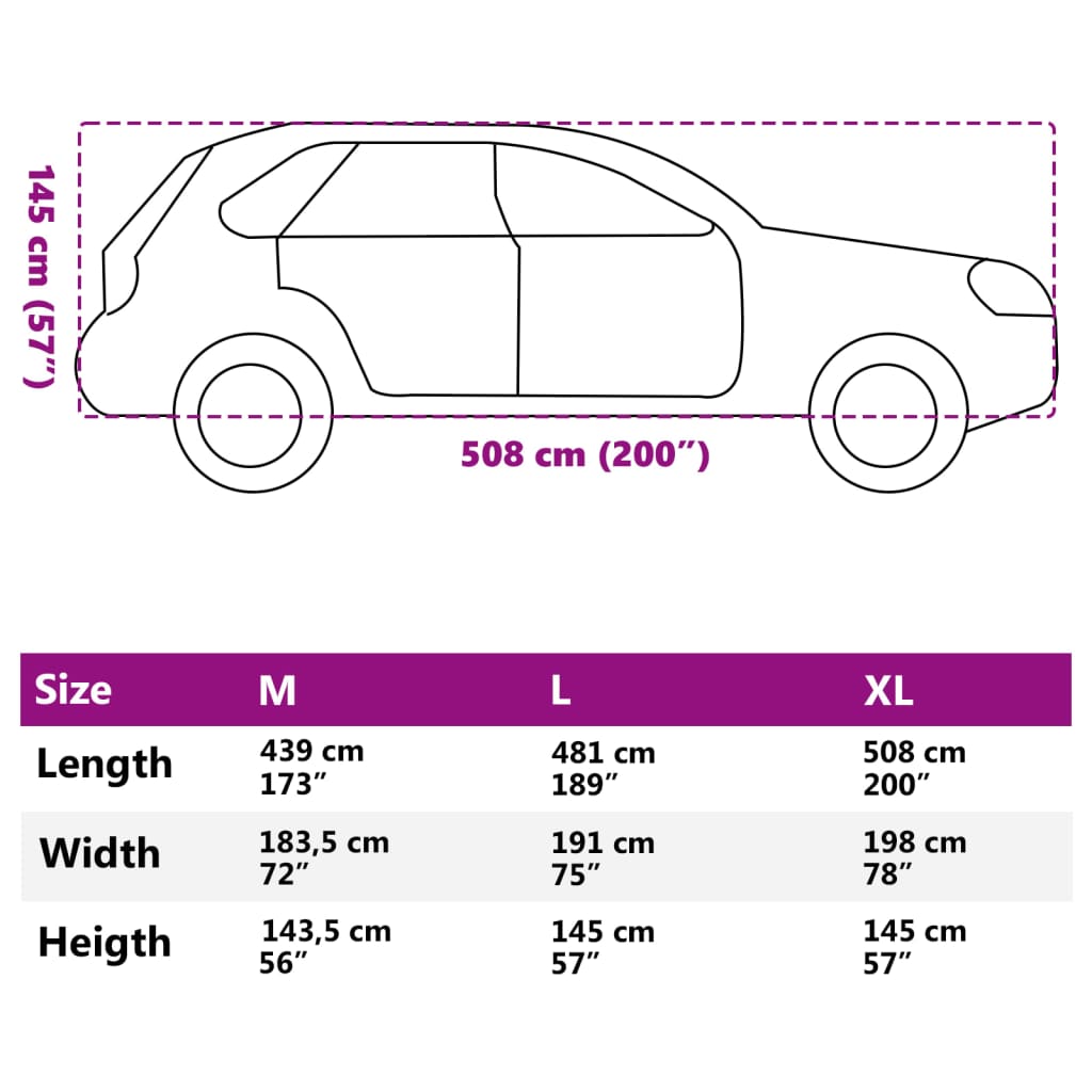 vidaXL Pokrowiec na samochód typu SUV, pełny, szary, XL, włóknina