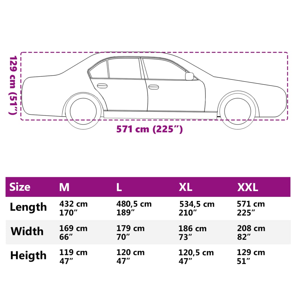 vidaXL Pokrowiec na samochód typu sedan, z paskami, pełny, XXL, PEVA
