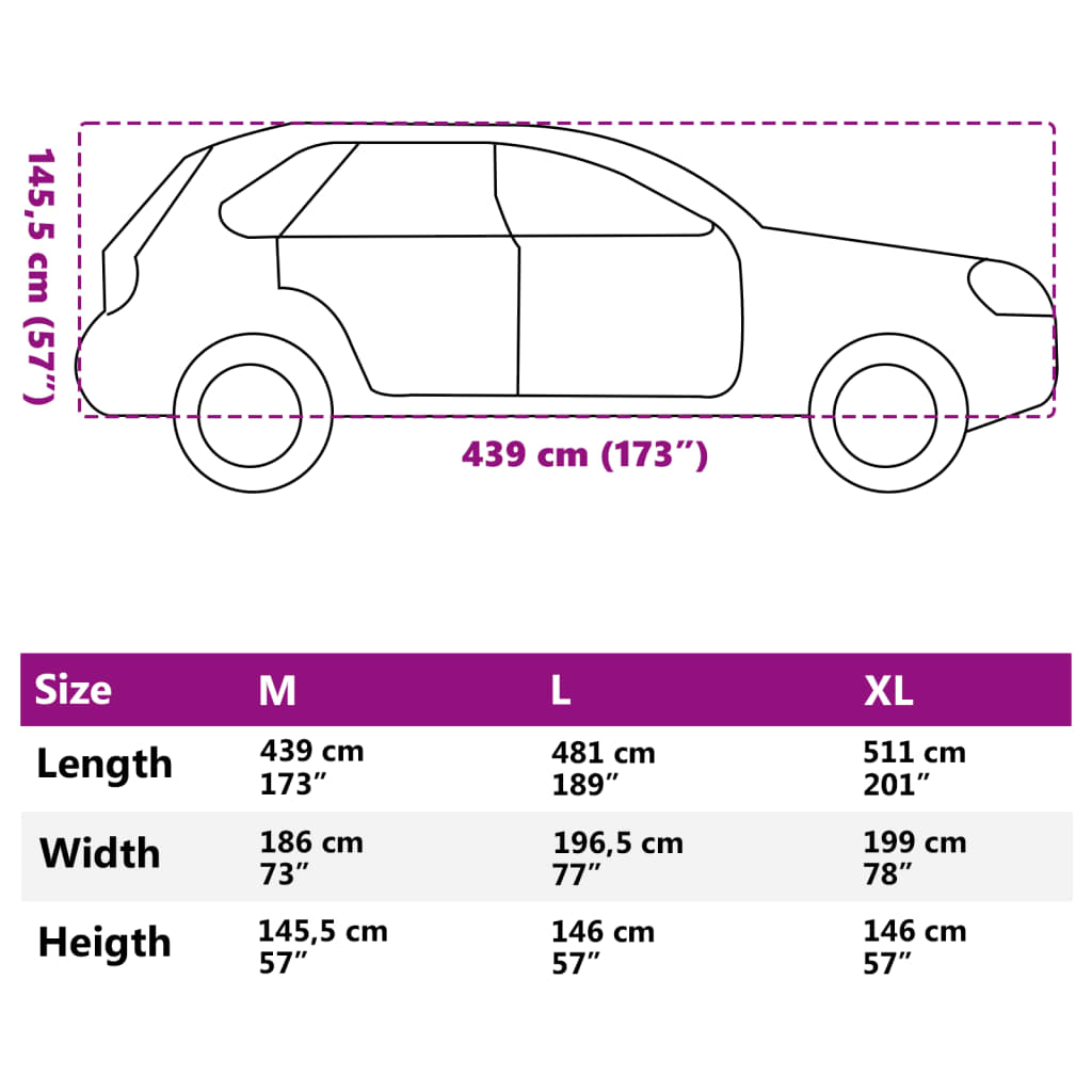 vidaXL Pokrowiec na samochód typu SUV, z paskami, pełny, M, PEVA