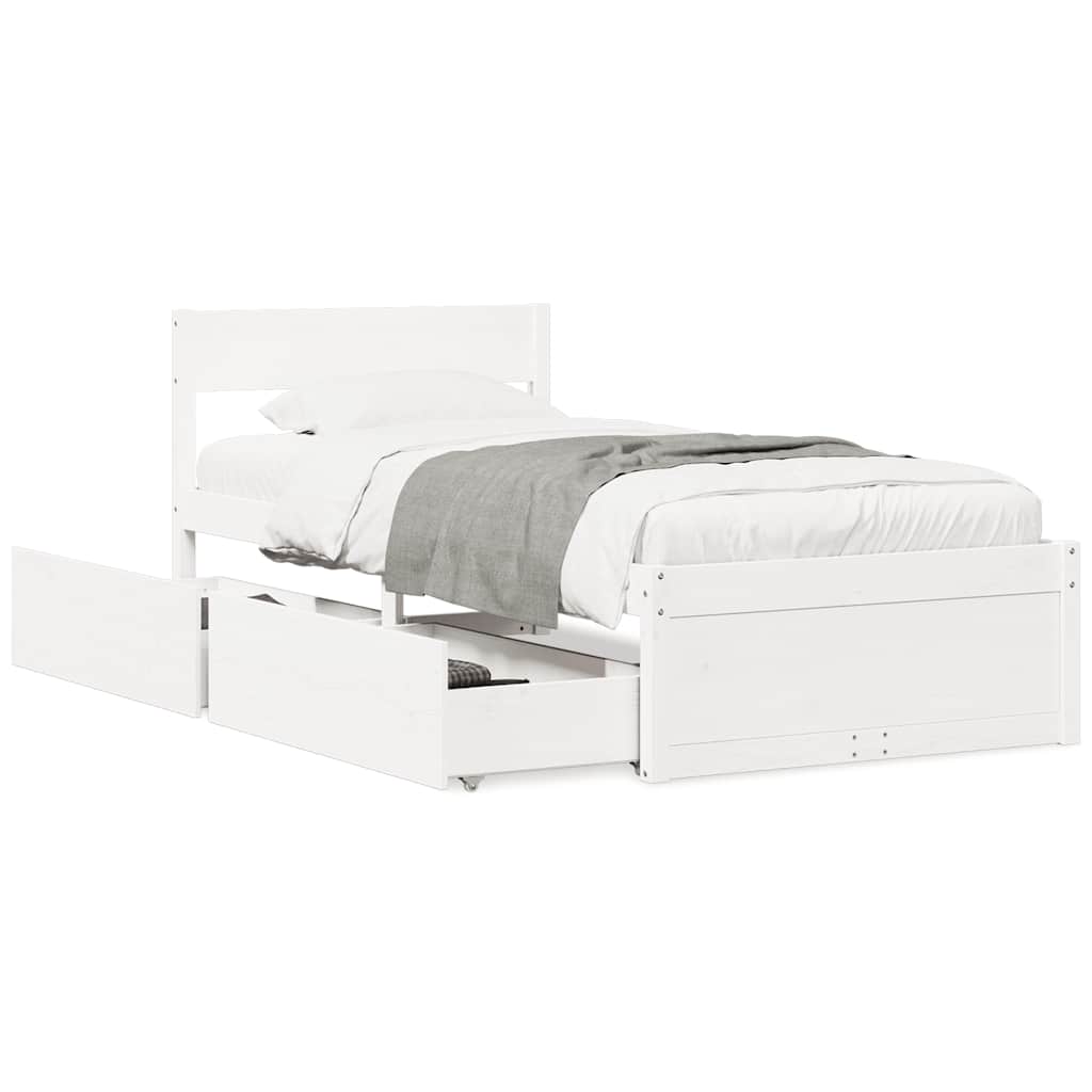 vidaXL Rama łóżka bez materaca, biała, 90x200 cm, lite drewno sosnowe