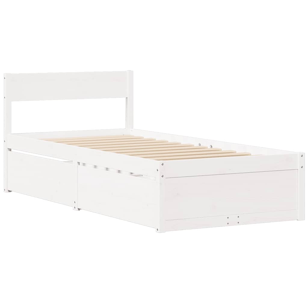 vidaXL Rama łóżka bez materaca, biała, 90x200 cm, lite drewno sosnowe