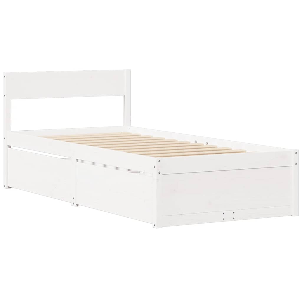vidaXL Rama łóżka bez materaca, biała, 75x190 cm, lite drewno sosnowe