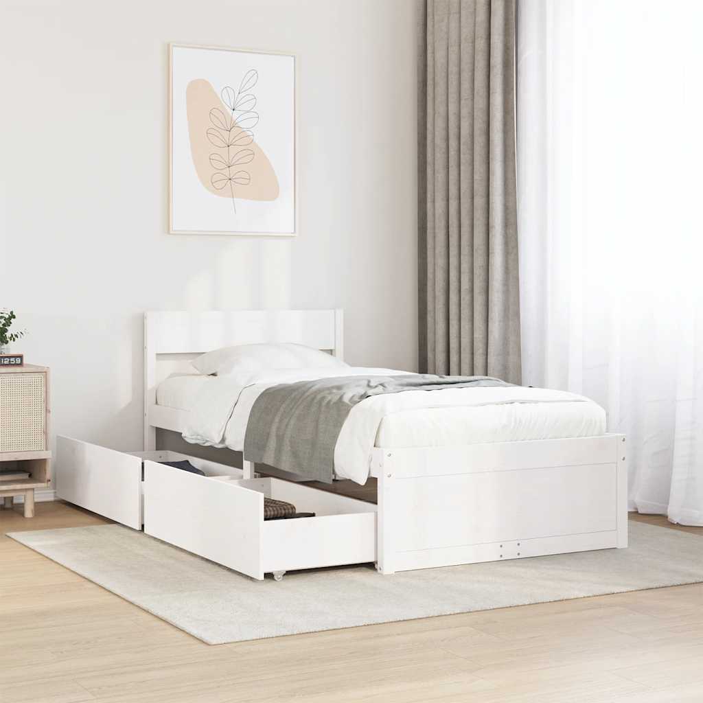 vidaXL Rama łóżka bez materaca, biała, 75x190 cm, lite drewno sosnowe