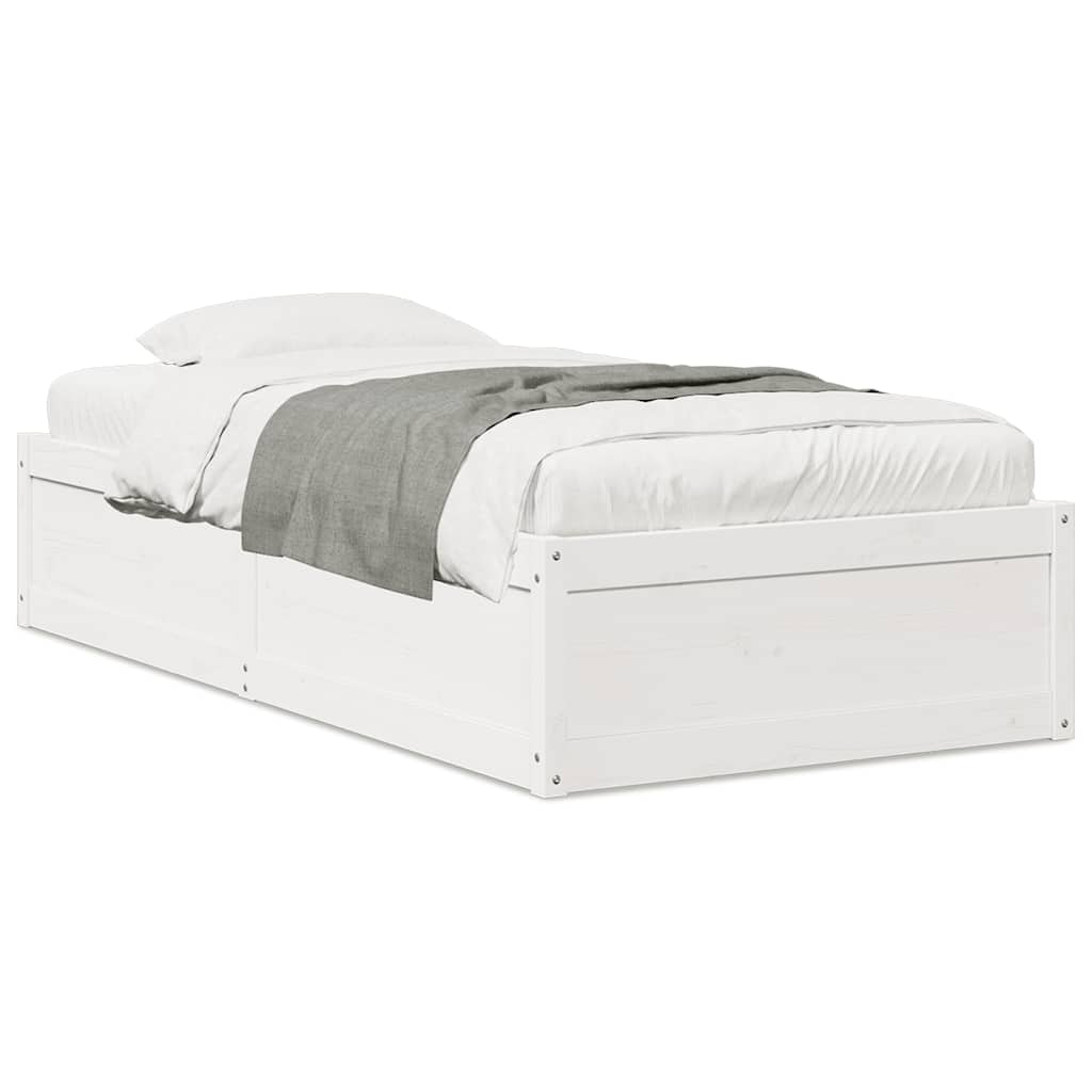 vidaXL Rama łóżka bez materaca, biała, 75x190 cm, lite drewno sosnowe
