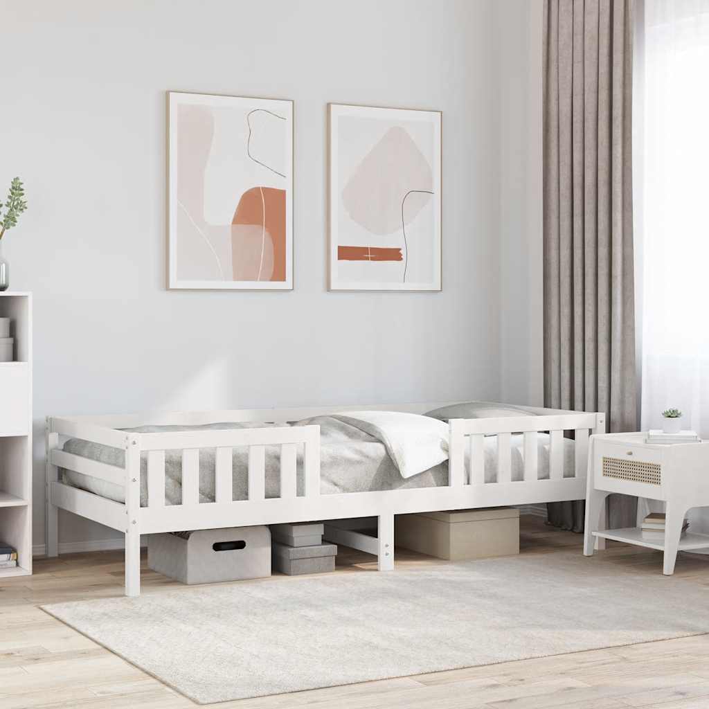 vidaXL Rama łóżka bez materaca, biała, 90x190 cm, lite drewno sosnowe
