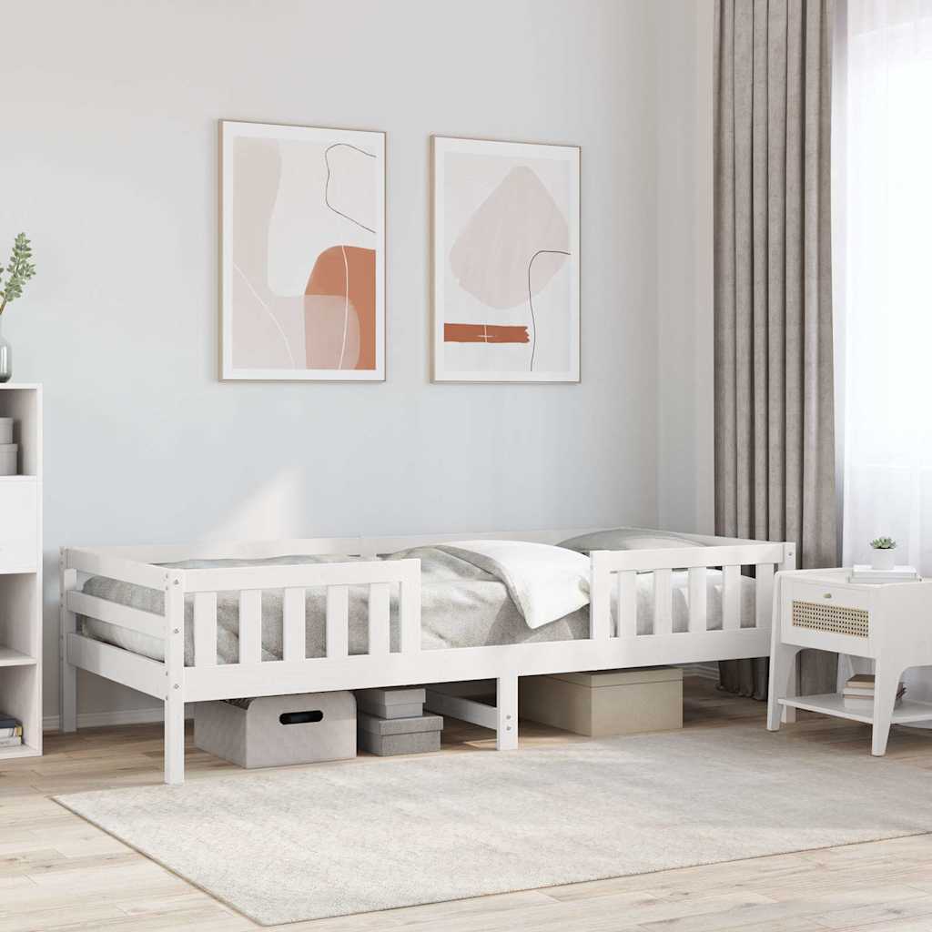 vidaXL Rama łóżka bez materaca, biała, 75x190 cm, lite drewno sosnowe