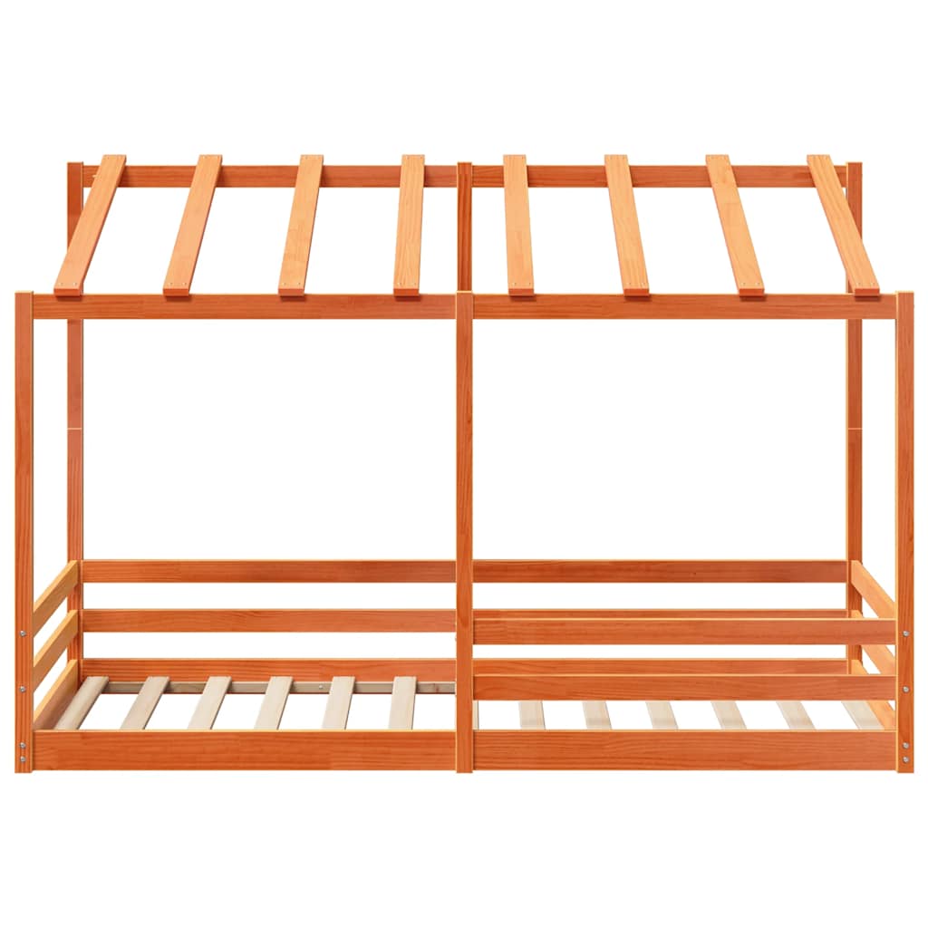 vidaXL Rama łóżka dziecięcego z daszkiem, woskowy brąz, 100x200 cm