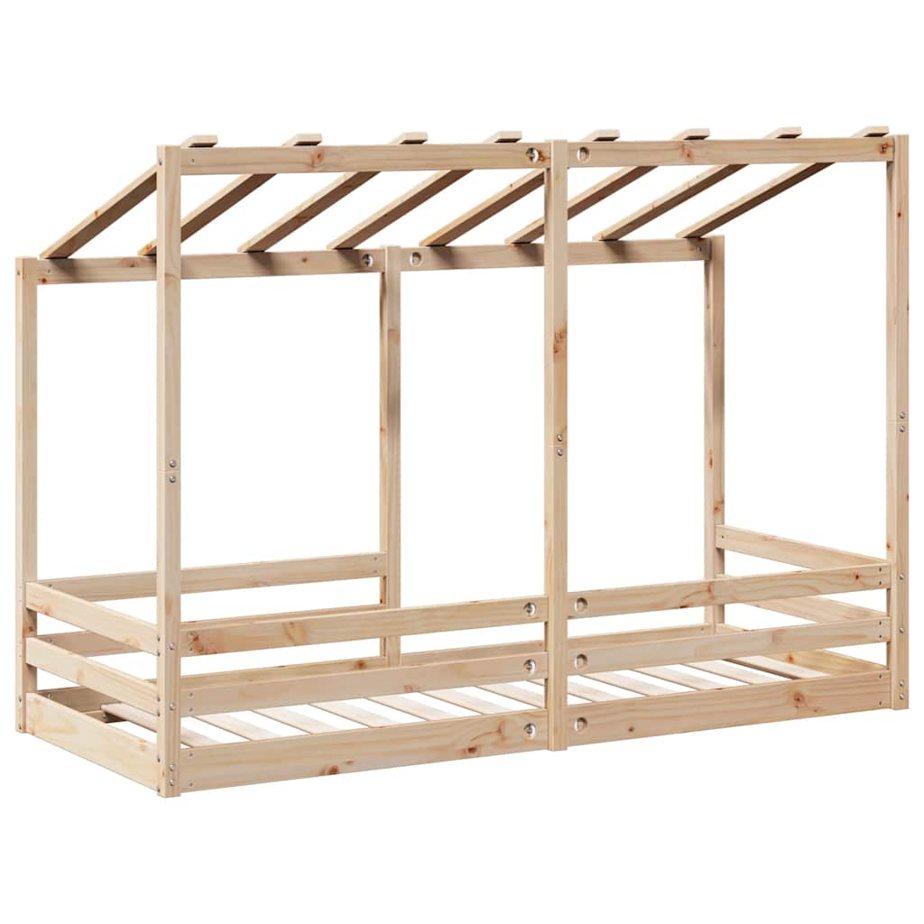 vidaXL Rama łóżka dziecięcego z daszkiem, 75x190 cm, drewno sosnowe