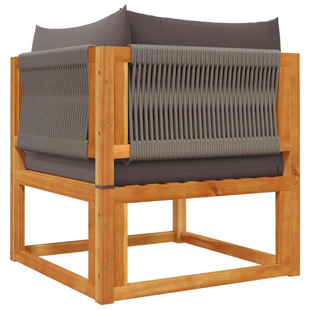 vidaXL Narożna sofa ogrodowa z poduszkami, drewno akacjowe i lina