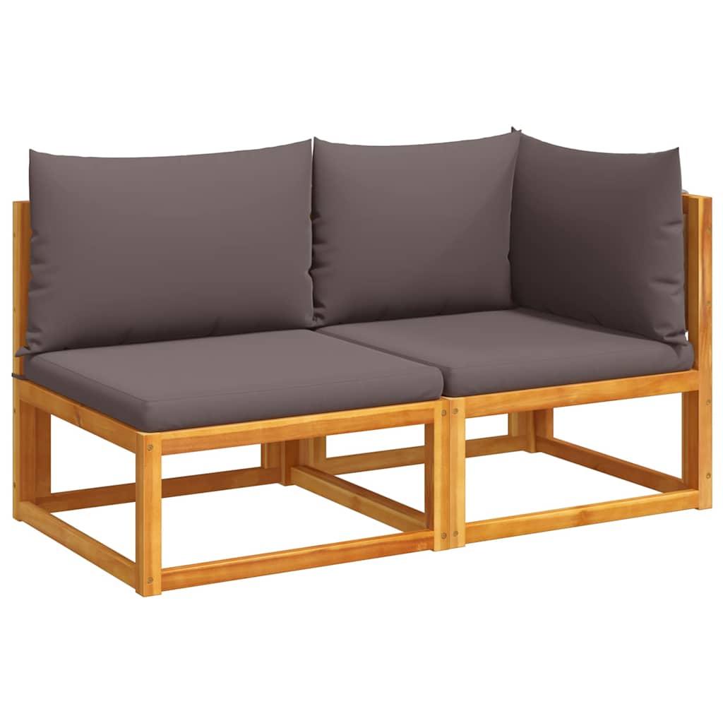 vidaXL Sofa ogrodowa z poduszkami, 2-osobowa, drewno akacjowe i lina