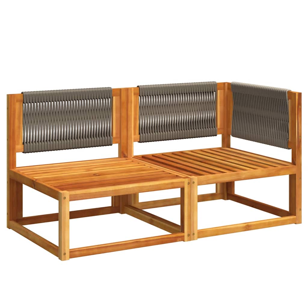 vidaXL Sofa ogrodowa z poduszkami, 2-osobowa, drewno akacjowe i lina