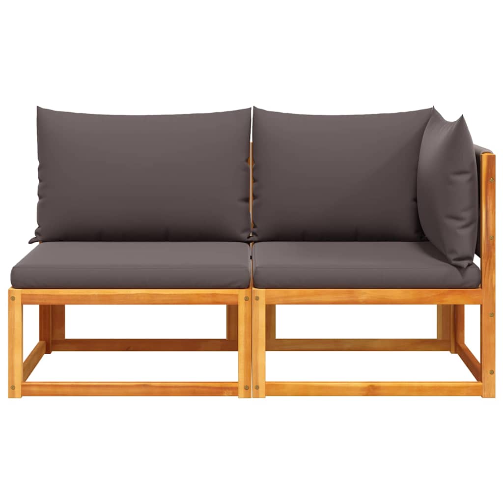 vidaXL Sofa ogrodowa z poduszkami, 2-osobowa, drewno akacjowe i lina