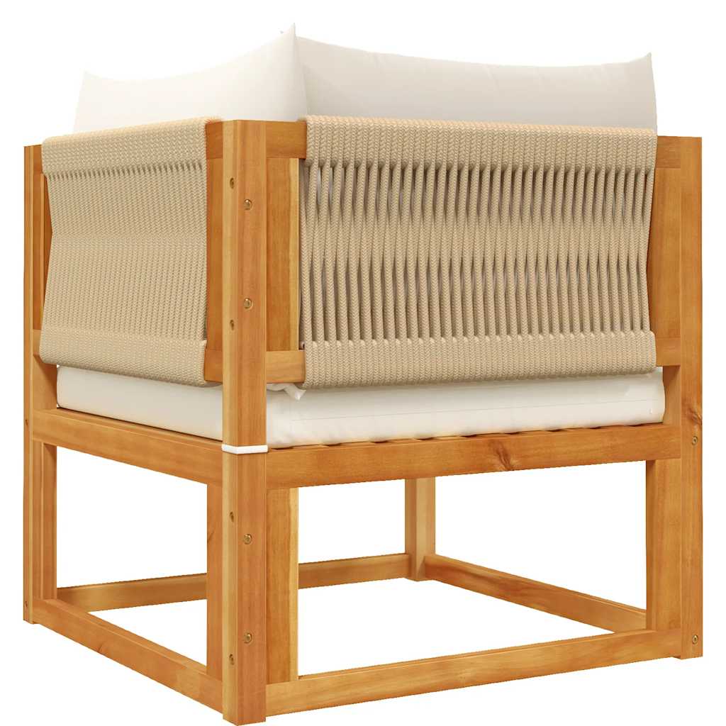 vidaXL Narożna sofa ogrodowa z poduszkami, drewno akacjowe i lina