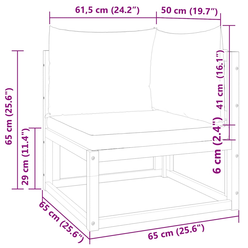 vidaXL Narożna sofa ogrodowa z poduszkami, drewno akacjowe i lina