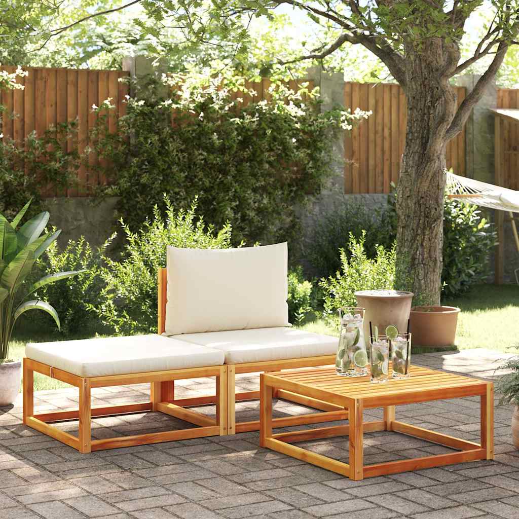 vidaXL 3-częściowy zestaw wypoczynkowy do ogrodu z poduszkami, drewno akacjowe i rattanowe