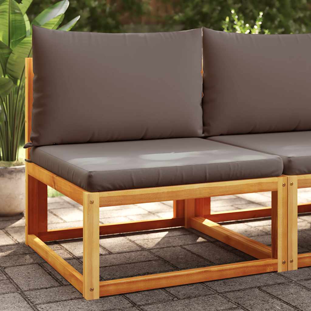 vidaXL Sofa ogrodowa bez podłokietników z poduszkami, drewno akacjowe i rattanowe