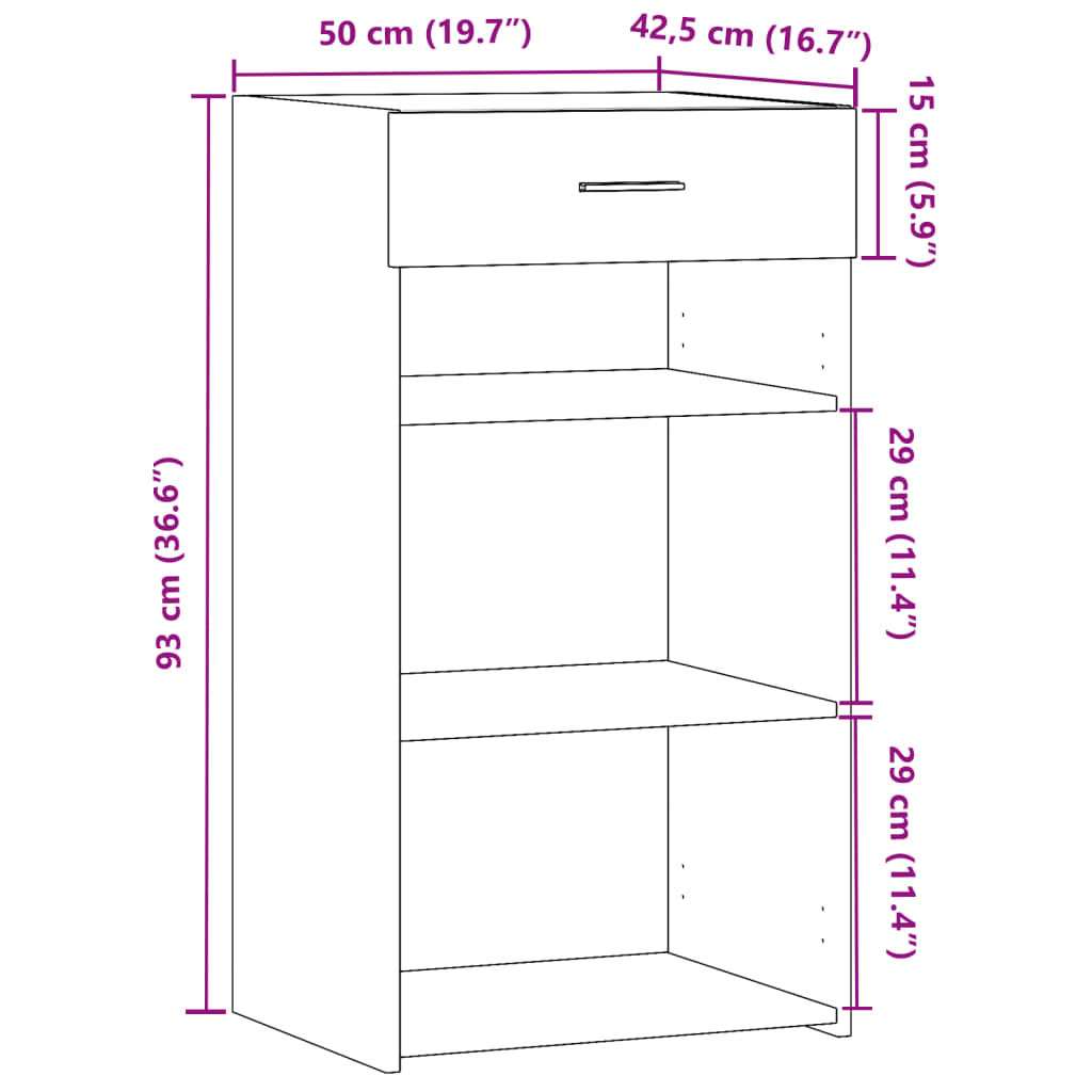 vidaXL Szafka, szarość betonu, 50x42,5x93 cm, materiał drewnopochodny