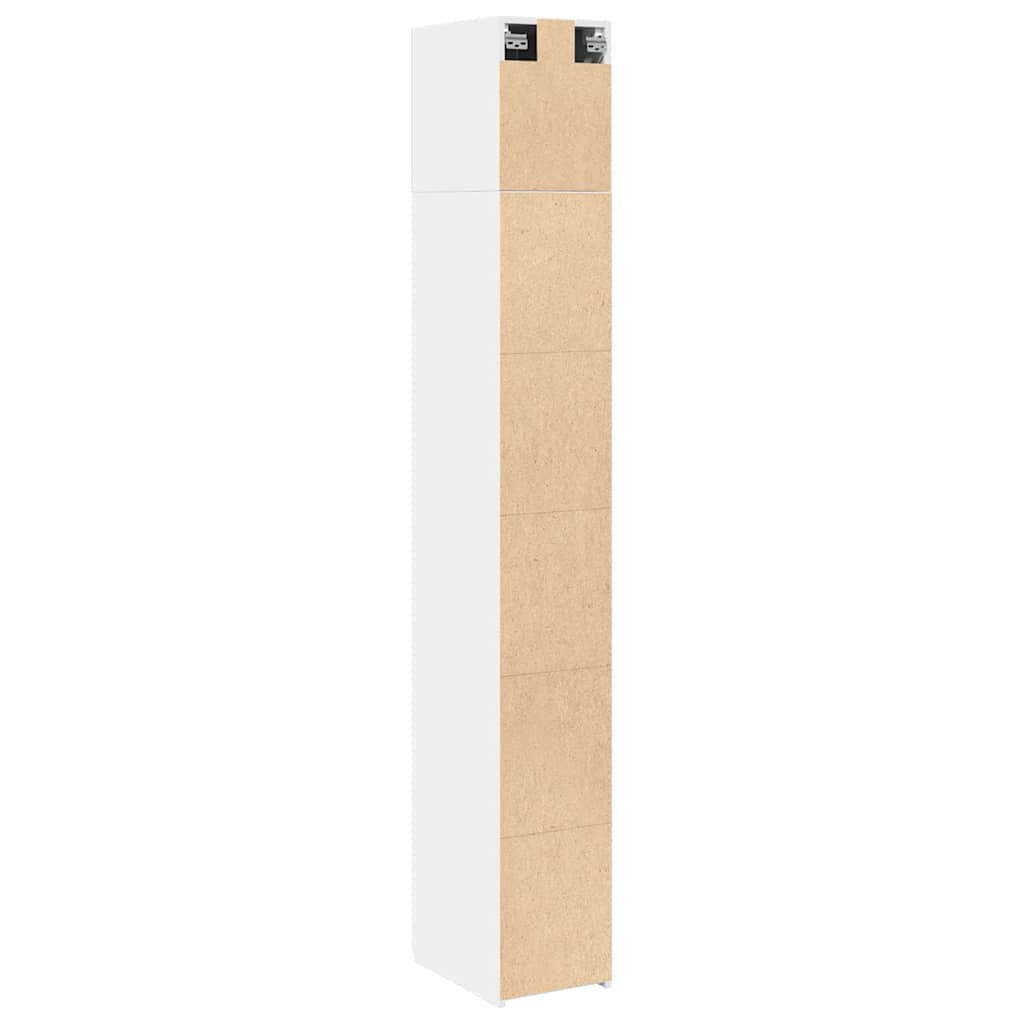 vidaXL Wąska szafka, biała, 30x42,5x225 cm, materiał drewnopochodny