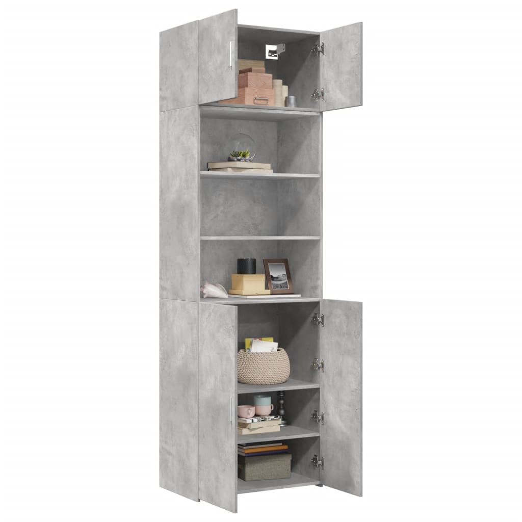 vidaXL Szafka, szarość betonu, 70x42,5x225 cm, materiał drewnopochodny