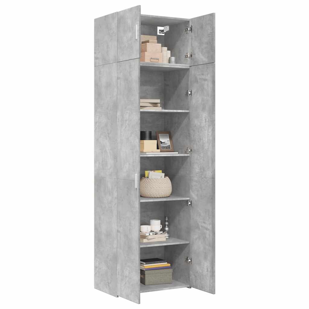 vidaXL Szafka, szarość betonu, 70x42,5x225 cm, materiał drewnopochodny