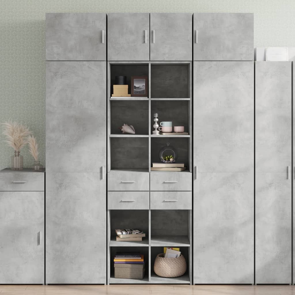 vidaXL Szafka, szarość betonu, 70x42,5x225 cm, materiał drewnopochodny