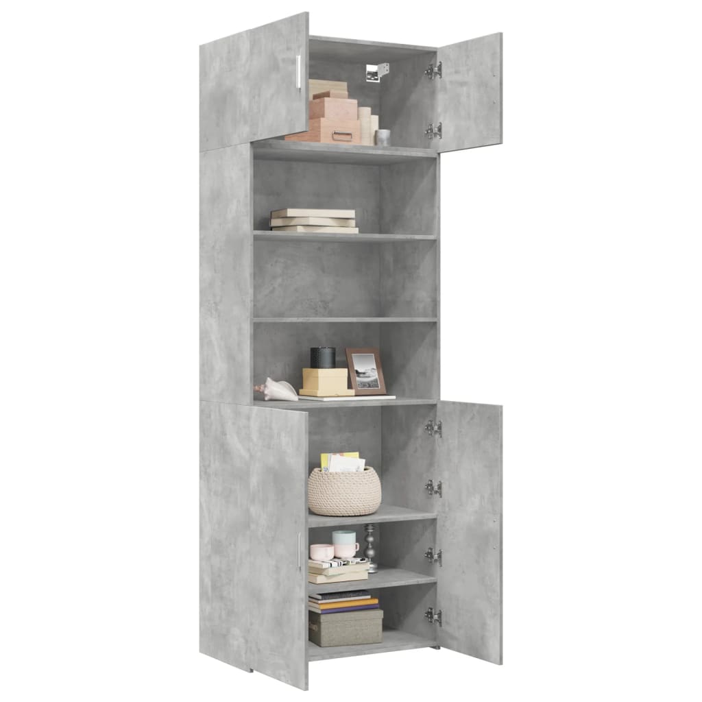 vidaXL Szafka, szarość betonu, 80x42,5x225 cm, materiał drewnopochodny