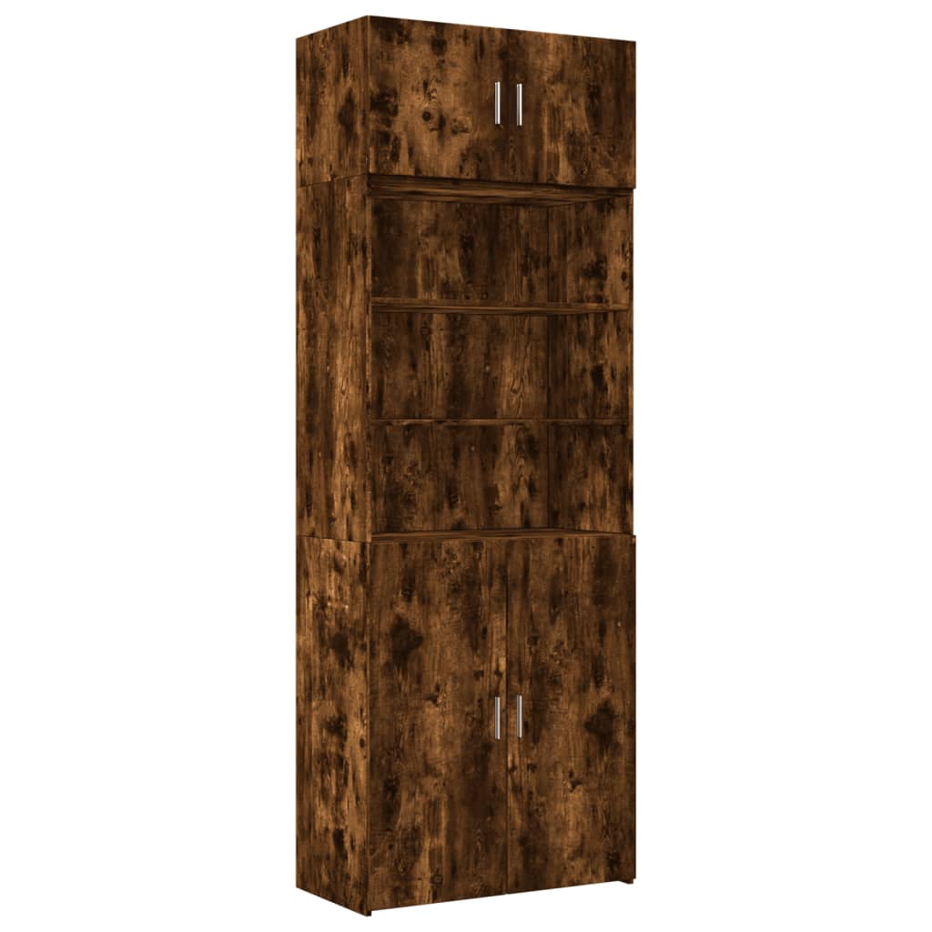vidaXL Szafka, przydymiony dąb, 80x42,5x225 cm materiał drewnopochodny