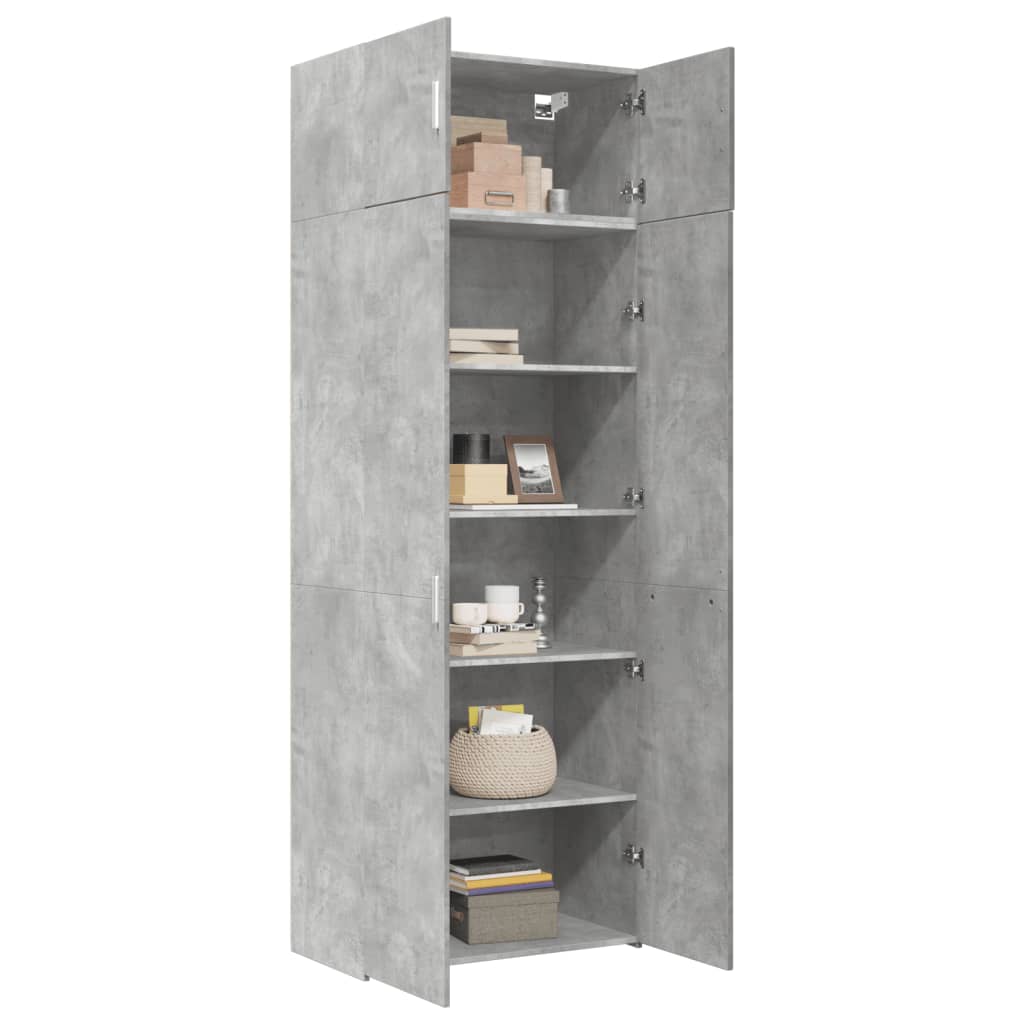 vidaXL Szafka, szarość betonu, 80x42,5x225 cm, materiał drewnopochodny
