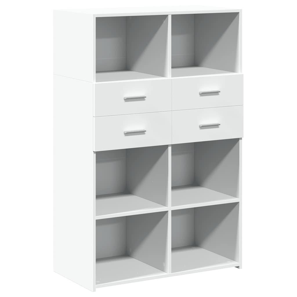 vidaXL Wysoka szafka, biała, 80x42,5x124 cm, materiał drewnopochodny