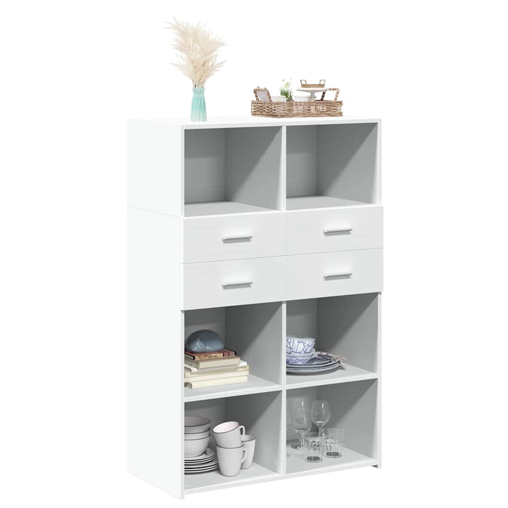 vidaXL Wysoka szafka, biała, 80x42,5x124 cm, materiał drewnopochodny