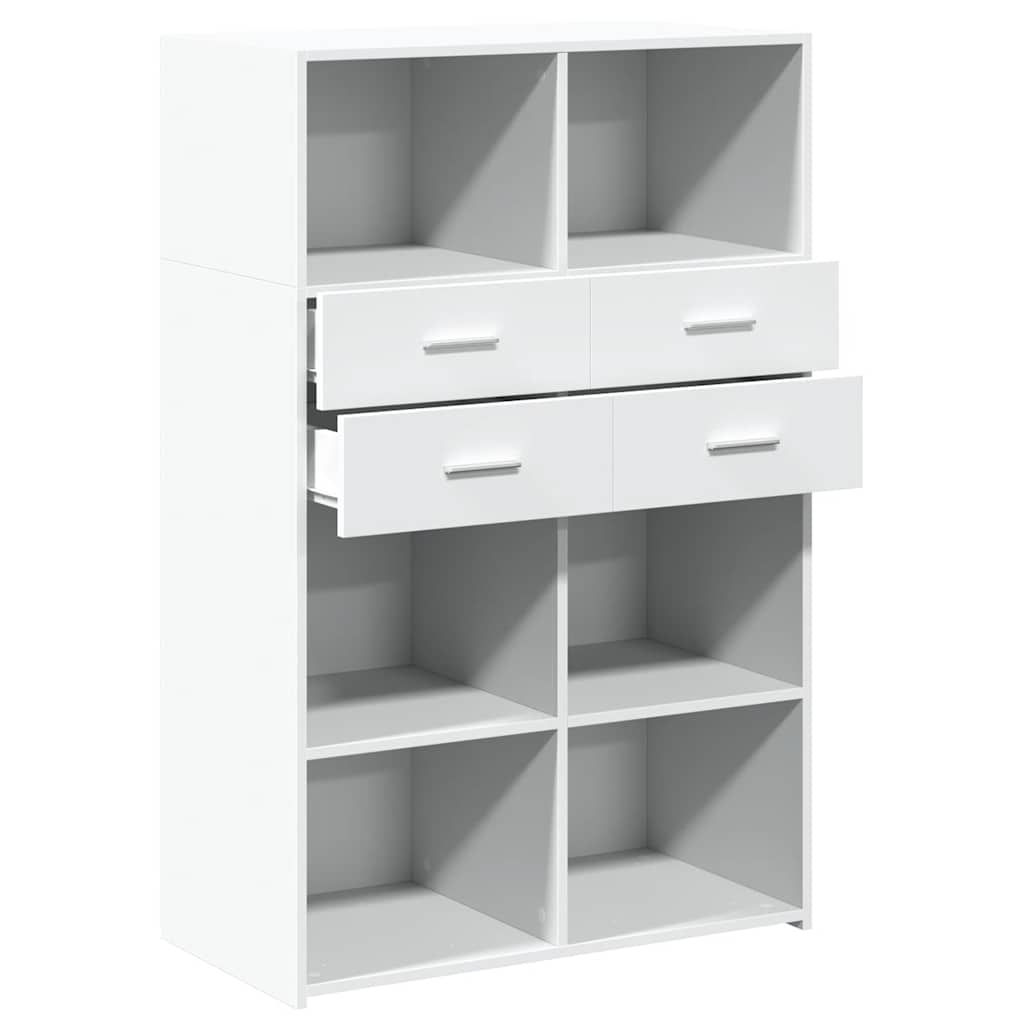 vidaXL Wysoka szafka, biała, 80x42,5x124 cm, materiał drewnopochodny