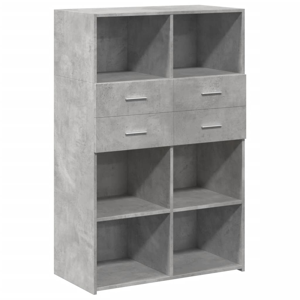 vidaXL Wysoka szafka, szarość betonu, 80x42,5x124 cm