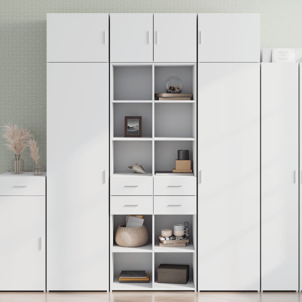 vidaXL Wysoka szafka, biała, 70x42,5x185 cm, materiał drewnopochodny
