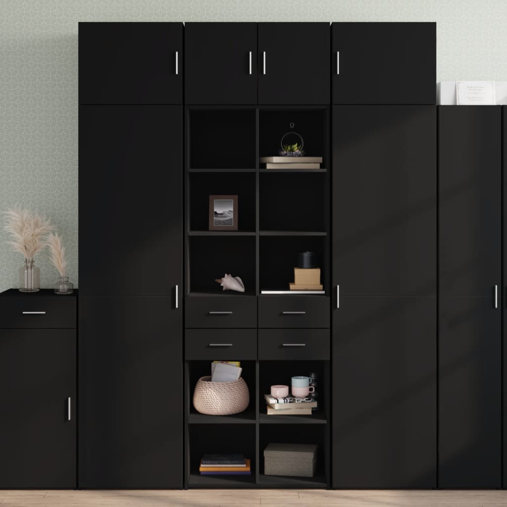 vidaXL Wysoka szafka, czarna, 70x42,5x185 cm, materiał drewnopochodny