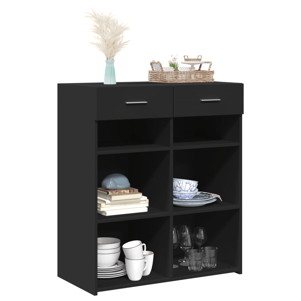 vidaXL Szafka, czarna, 80x42,5x93 cm, materiał drewnopochodny