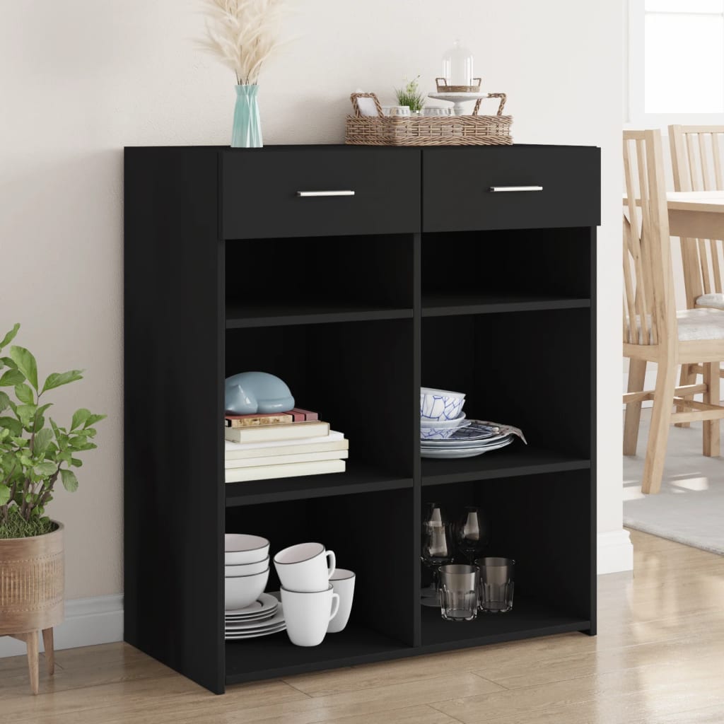 vidaXL Szafka, czarna, 80x42,5x93 cm, materiał drewnopochodny