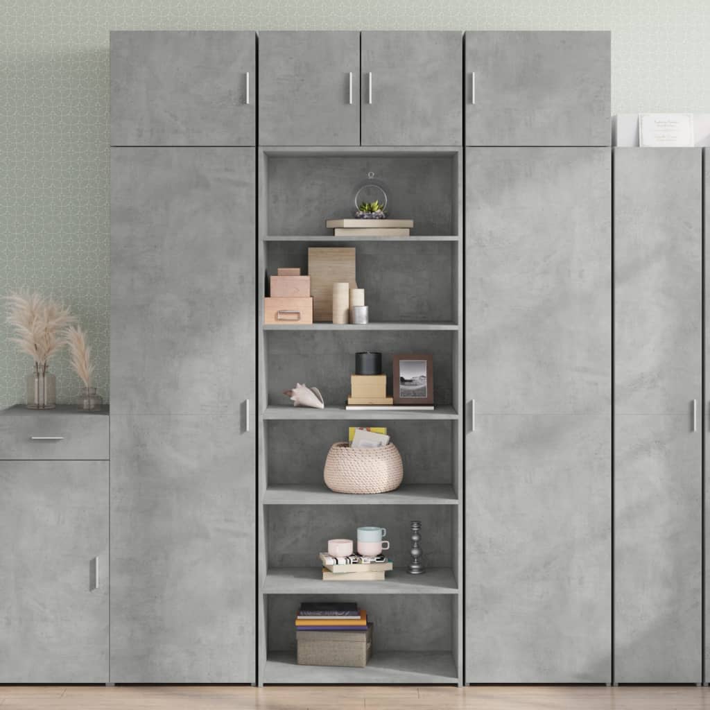 vidaXL Witryna, szarość betonu, 70x41x185 cm, materiał drewnopochodny