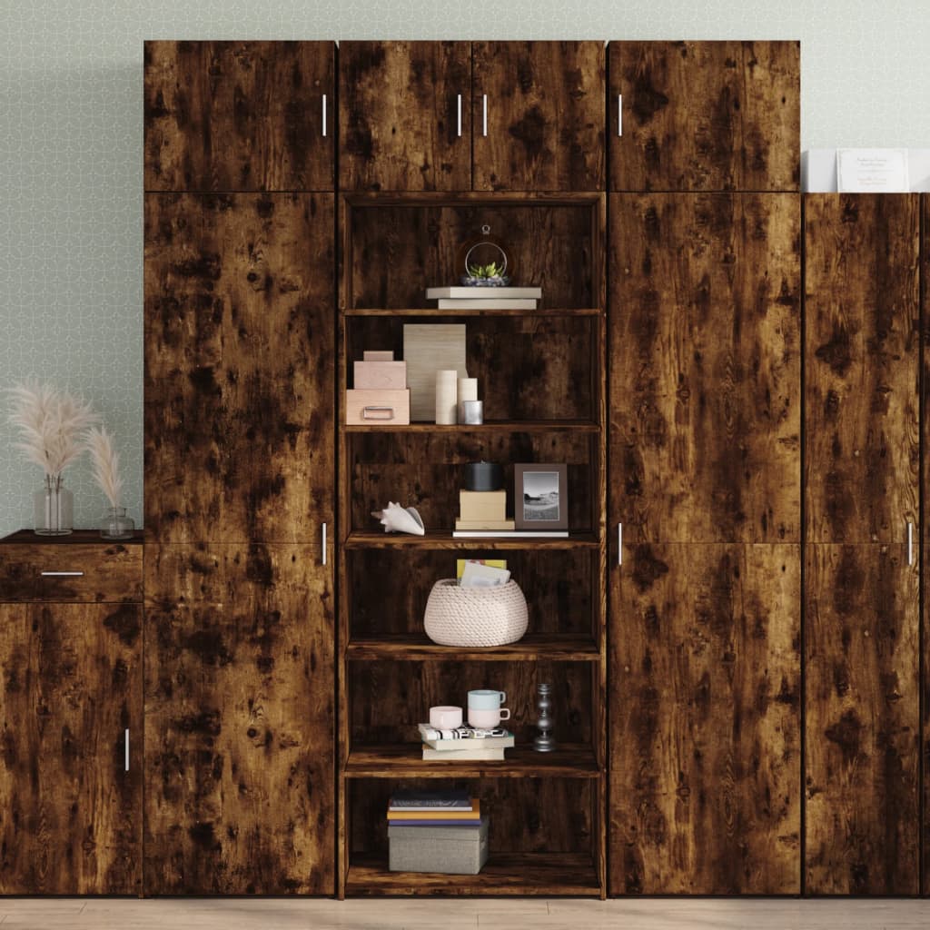 vidaXL Witryna, przydymiony dąb, 70x41x185 cm, materiał drewnopochodny