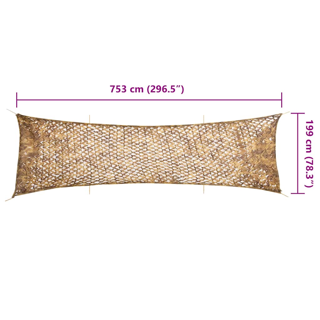 vidaXL Siatka maskująca z torbą do przechowywania 753x199 cm, piaskowa