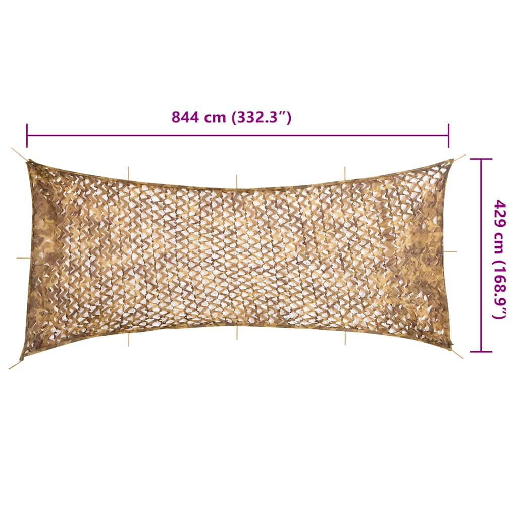 vidaXL Siatka maskująca z torbą do przechowywania 844x429 cm, piaskowa
