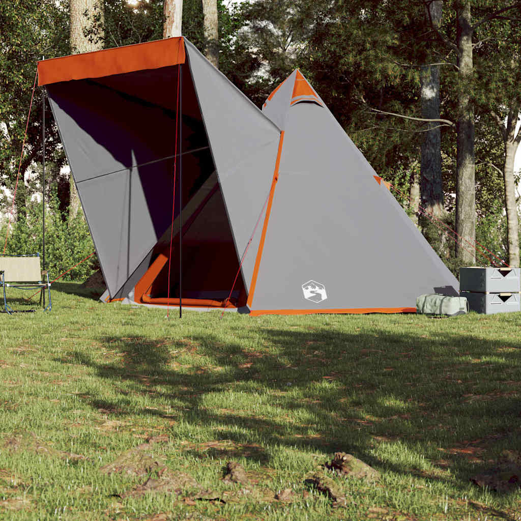 vidaXL Namiot rodzinny tipi, 6-os., szaro-pomarańczowy, wodoszczelny