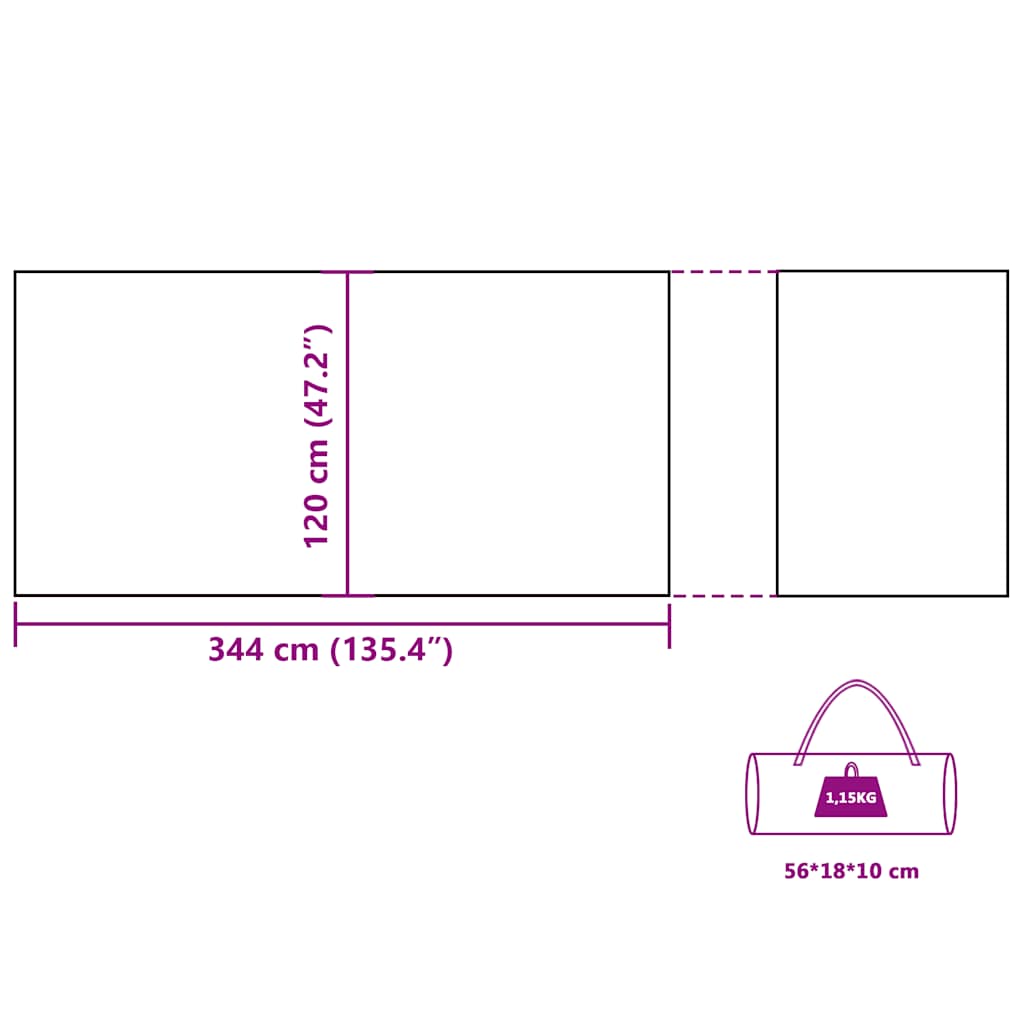 vidaXL Camping Windbreak Szary i pomarańczowy 344x120 cm Wodoodporny