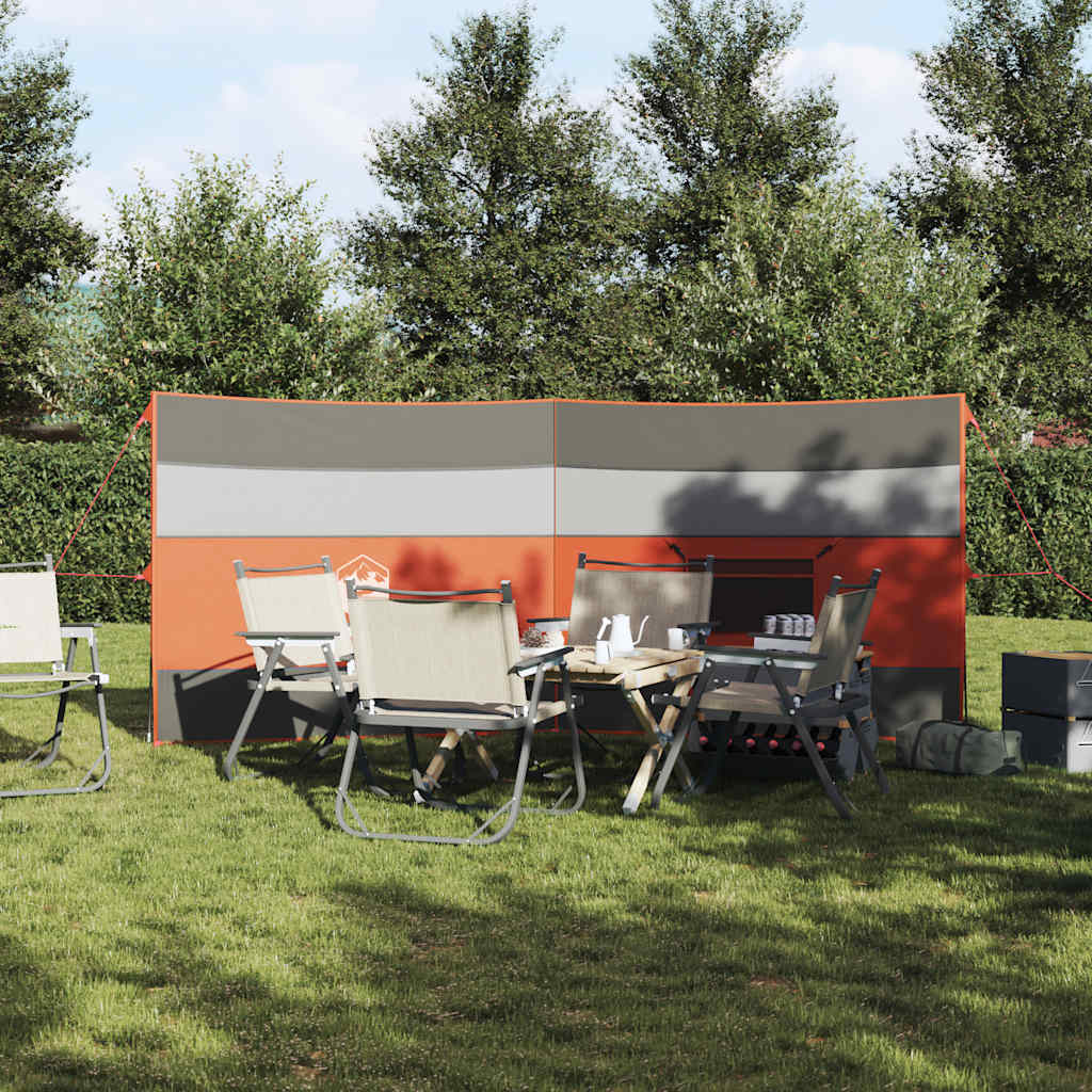 vidaXL Camping Windbreak Szary i pomarańczowy 340x130 cm Wodoodporny