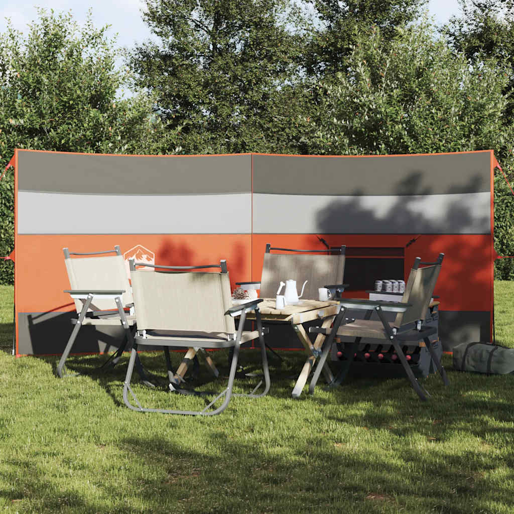 vidaXL Camping Windbreak Szary i pomarańczowy 340x130 cm Wodoodporny